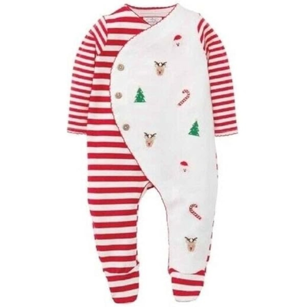Mud Pie Red and White Striped Holiday Christmas Footie pajama